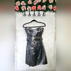 Suzy Shier Party/Holiday Strapless Foil Print Mini Dress